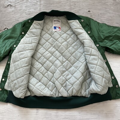 Vintage 90s MLB Delong Oakland Athletics A's Satin Baseball Jacket