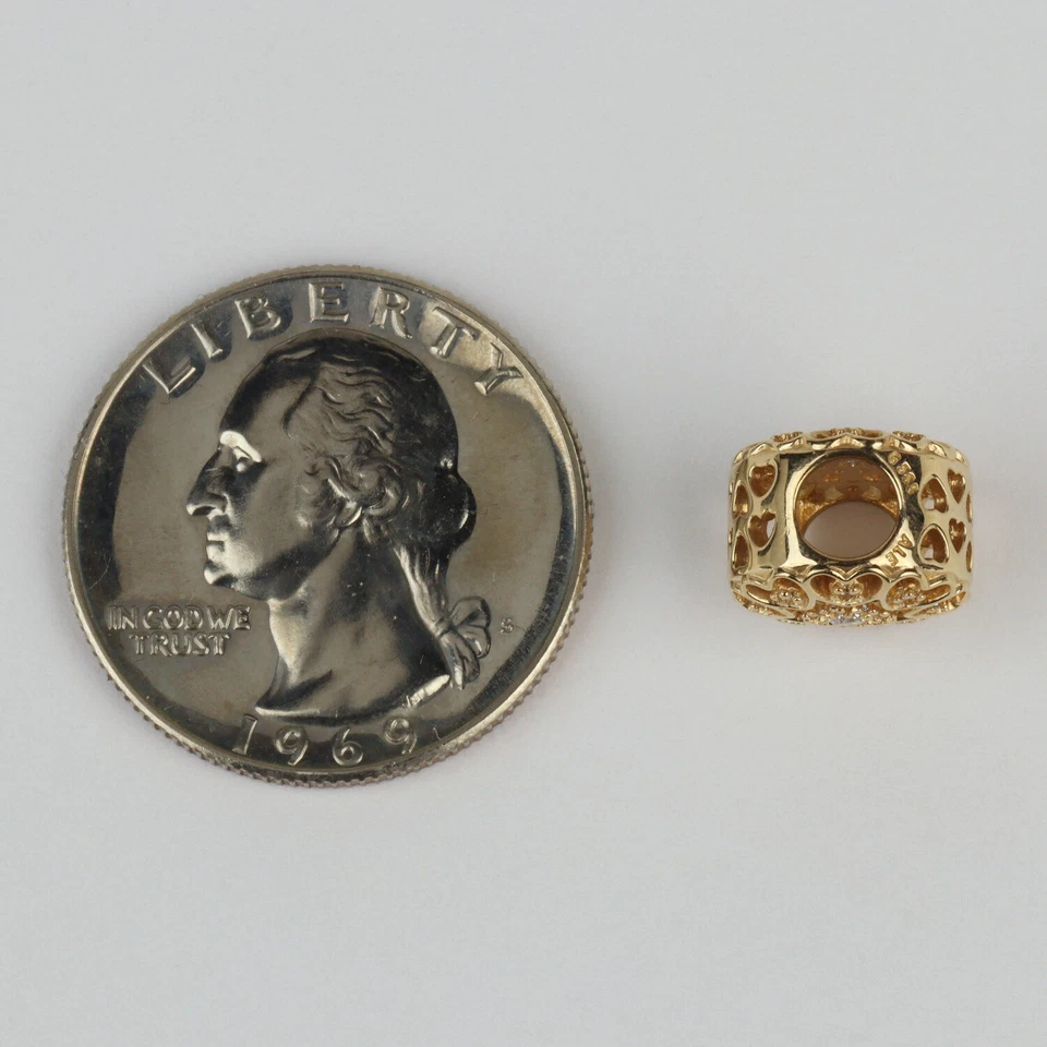 Pandora 14k Yellow Gold Women's "Hearts of Gold" Bracelet Spacer Charm 750841 - Image 2 of 2