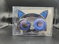 Light Up LED Cat Headphones Blue Music Kid's