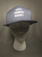 Vintage Farmers Market Trucker Hat Snapback Mesh Flat Brim Games Farmers Markets