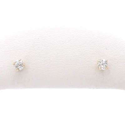 14 Karat Gold natürliche runde Diamant Ohrstecker Kind zweites Loch