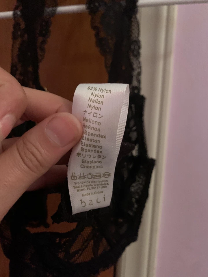 Black Lace Halter Neckline Sexy Bra - Baci, USA size M/L 10-14  - Image 4 of 4
