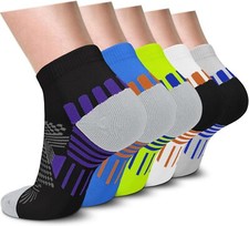 5 Pairs Copper Compression Socks for Plantar Fasciitis Relief Ankle Arch Support