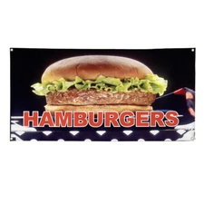 Vinyl Banner Multiple Sizes Hamburgers Food and Drink Restaurant and Food
