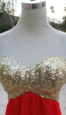 cider gold dress Bright Color Long Sequin Prom Dress 3290B main image 1