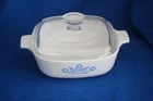 VINTAGE CORING BLUE CORNFLOWER P-1-B 1  QT CASSEROLE DISH WITH LID c1960