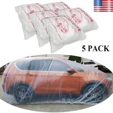 5PACK Clear Plastic Disposable Car Cover Temporary Universal Rain Dust Garage US