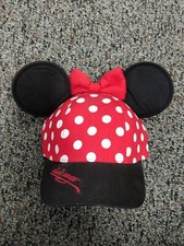 New Disney Minnie Mouse Polka Dot Baseball with Ears, Red Youth Hat Cap
