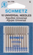 Schmetz Universal Sewing Machine Needles Part 1789-Size 70/10,80/12,90/14 10PK