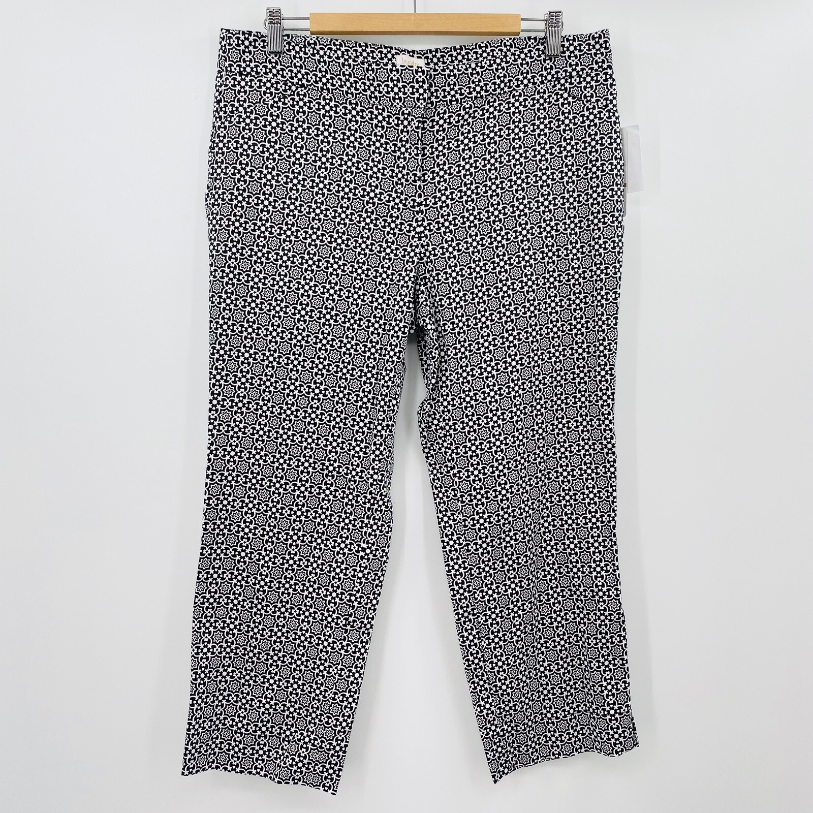 NWT79 Laundry By Shelli Segal Printed Black & White Cropped Pants Size