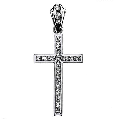 925 Sterling Silver Classic Cubic Zirconia Religious Cross Charm ...