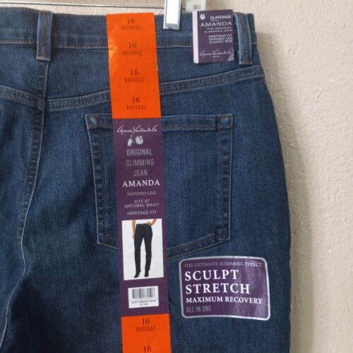 Gloria Vanderbilt Women Amanda Slimming Blue Jeans Size 16 37x30.5 Tapered 5425 - Picture 8 of 9