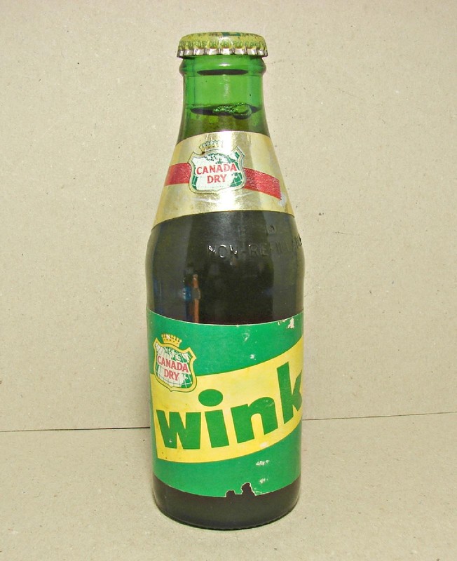 Odd Canada Dry WINK Bottle small 170ml Full soda bottle English & French label