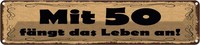 Blechschild 10X46 Cm Mit 50 FäNgt Das Leben An Spruch Zitat Deko Geschenk Metall
