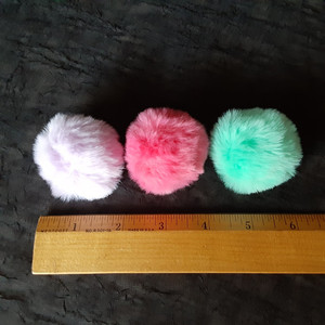 Jibbitz Charms for Crocs - 3 Puff Balls - Pink Green Lavender - 1 3/4"