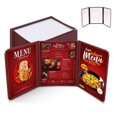 WeChef 30 Packs Menu Covers 8.5"x11" Triple Fold 3 Pages 6 Views Restaurant
