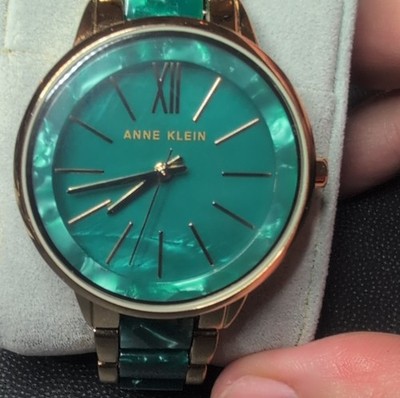 Anne Klein Women's Quartz Wristwatch Green Mother of Pearl  Gold Bracelet