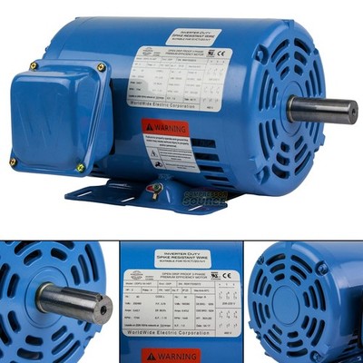 2 HP 3 Phase Electric Motor 1800 RPM 145T Frame ODP Open Drip Proof  230/460V