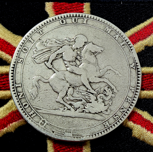 1818 Solid 0.925 Silver Antique Crown Coin Vintage Over 200 Years Old Royal Mint - Picture 1 of 3