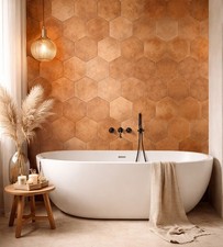 Copper Brown Hexagon Porcelain Tiles in Matt - Wall Floor Kitchen Bathroom Tiles