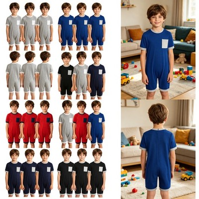 Kids Sleepwear Easy Care Jumpsuit Homewear Romper Comfort Boys Casual Bodysuit