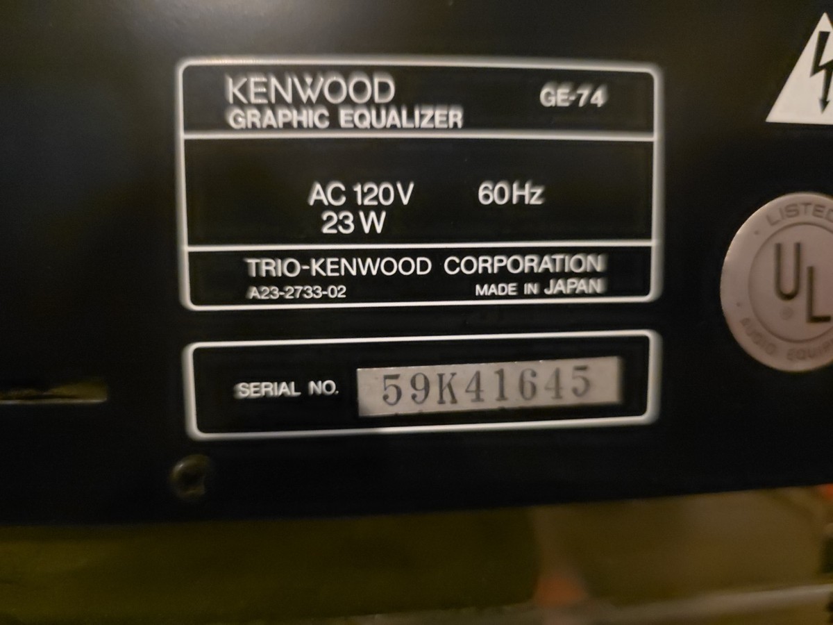 Kenwood GE-74 Graphic Equalizer With Reverberation Amplifier