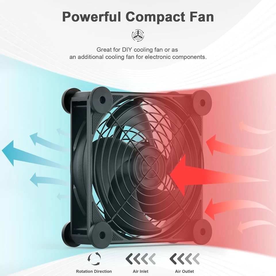upHere Big Airflow 120mm x 25mm Computer Fan with AC Plug Cabinet U2DC1-1 - Image 2 of 4