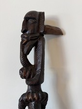 Vintage African Hand carved 38  Walking Stick Cane Face Heavy Wood