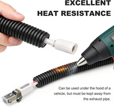 120FT 1/2" Split Wire Loom Tubing Kit 2 Clamps Flexible Abrasion Resistant Cable