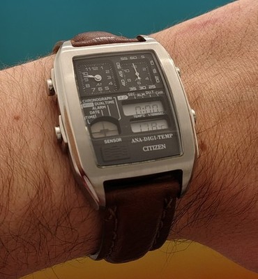 Citizen Ana-Digi Temp 1990   Rare V-Faction Edition   Mint Crystal   Full Manual