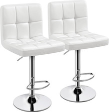 Bar Stools Set of 2, PU Leather Adjustable Swivel Barstools, Armless Hydraulic K