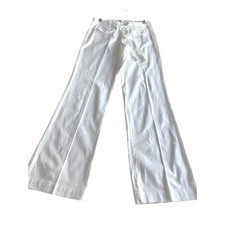 Banana Republic Ryan Fit Cotton Linen White Wide Leg Trouser Womens Size 4
