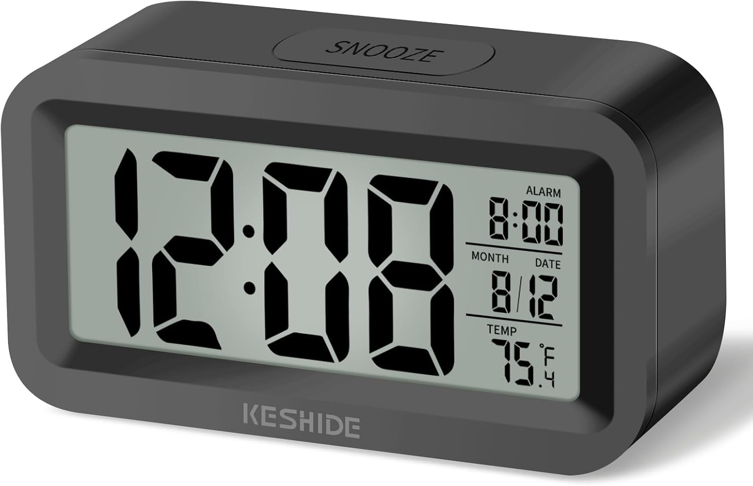 Travel Digital Alarm Clock, Battery Operated with Indoor Temperature, Desk Small