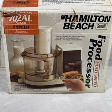 Vintage Hamilton Beach Food Processor Almond 702AL Made in USA 1986 Retro NIB