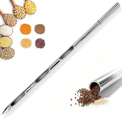 Grain Probe Sampler   304 Stainless Steel Double Tube Rotary Tool for Powder, Fe