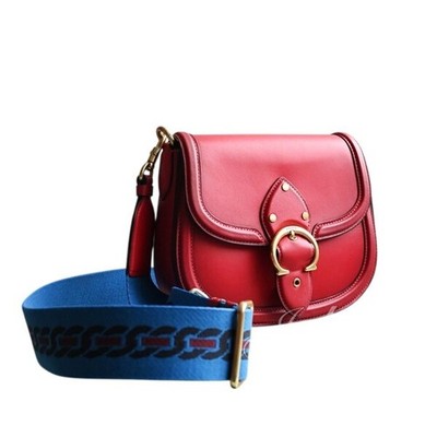 Coach Beat Saddle Bag Red Glovetanned Leather Crossbody C3738 Blue 