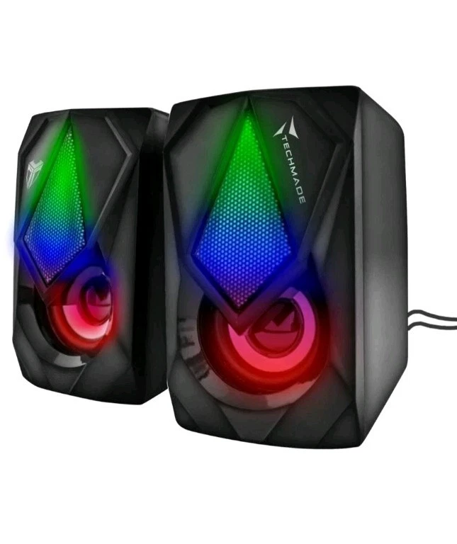 Techmade Gaming Speaker LIV.1Sistema Audio Stereo 2.0 con LED Usb USB + Jack - Immagine 4 di 4