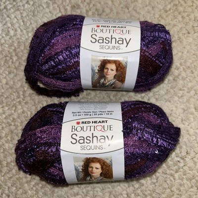 Red Heart Boutique Sashay Yarn Sequins Purple Concord-2 Skeins-3.5 oz/100 G