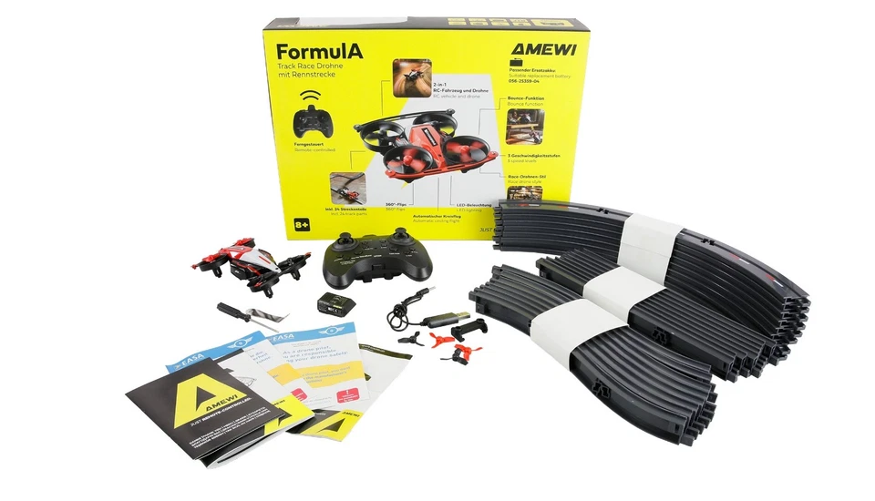 FORMULA TRACK RACE DROHNE MIT RENNSTRECKE ROT mit 4 Spiele Modus AMEWI 25359 - Bild 2 von 4