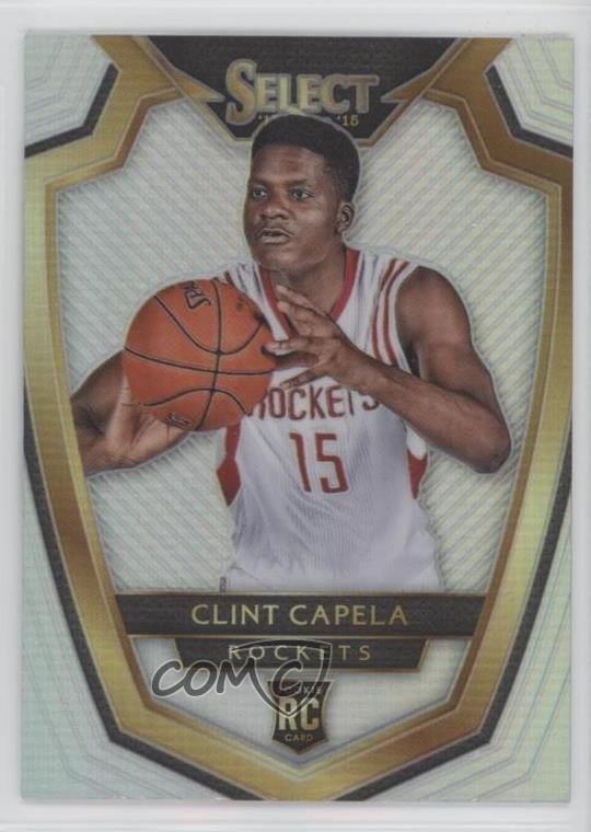 2014 Panini Select Premier Level Silver Prizm Clint Capela #187 Rookie RC 02v3