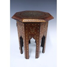 Beautiful Antique 19thC Hoshiarpur Table Inlaid in Copper & Brass