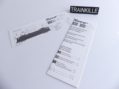 62515 / 62516 / 62517 / 62518 ROCO NOTICE POUR LOCOMOTIVE TYPE BB 9200 | Zustand: Occasion