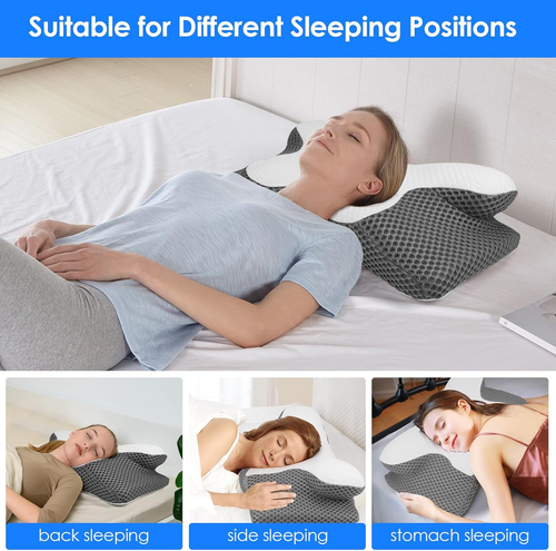 Cuscino Cervicale per Dormire, 2 in 1 Cuscino in Memory Foam per Dolore Alla Spa - Foto 4 di 12