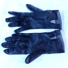 VTG BLACK SHEER CHIFFON GLOVES Striped Texture FANCY DRESS Gothic Steampunk 6.5