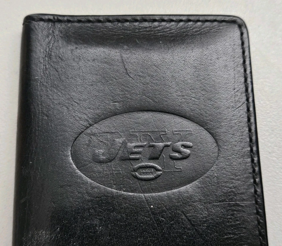 Rare Vintage Coach New York Jets Black Leather Bifold Wallet - Image 3 of 4