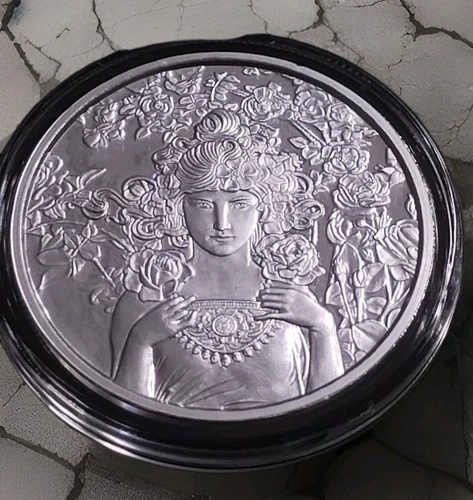1 oz SILVER PROOF Alphonse Mucha Rose  coin wth coa