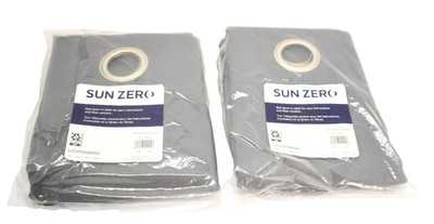 Sun Zero Greenwich Blackout Curtain Panel Charcoal Grey 40'' x 63'' 2 Pack