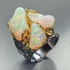 Handmade 8 ct+ Natural Opal Ring 925 Sterling Silver Size 8 /R480716