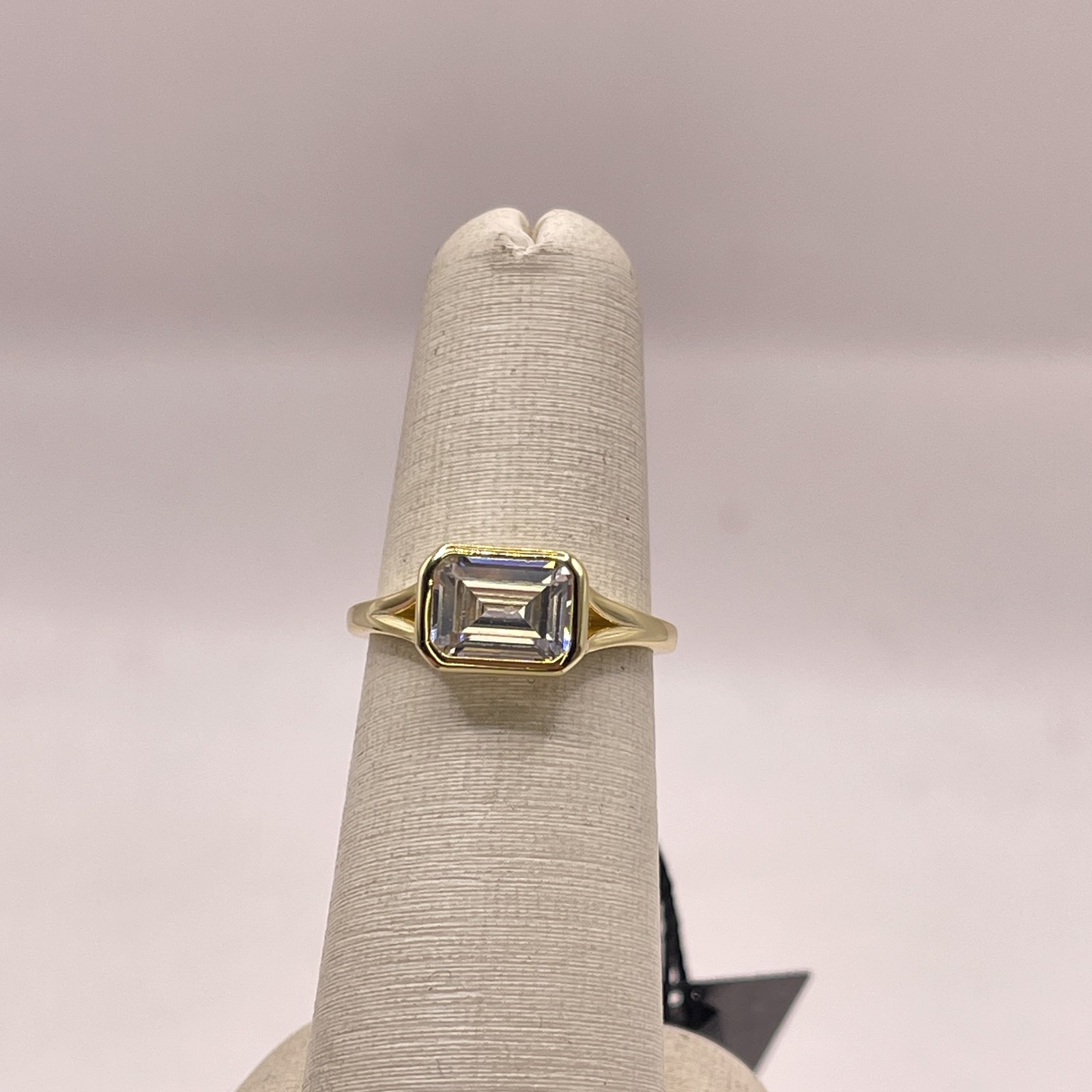 Shashi Womens Emerald Baguette Bezel Ring 14K Gold Plated Sterling Silver Sz 7