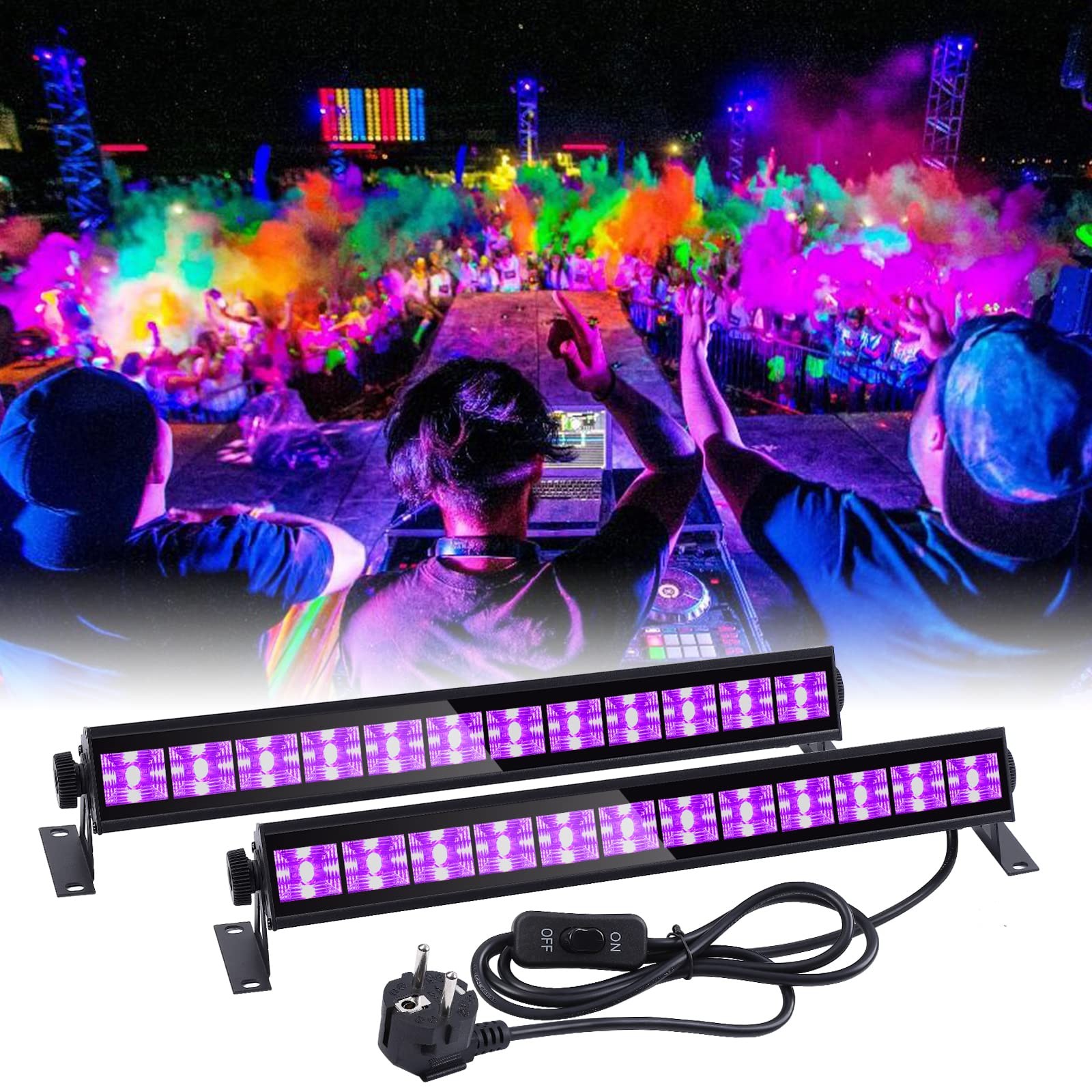 Lampe UV noire projecteur LED 36W lumière ultraviolette 390nm pour bar et fête